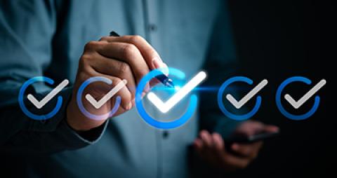 Image of checklist for business tasks, validation, and approval.